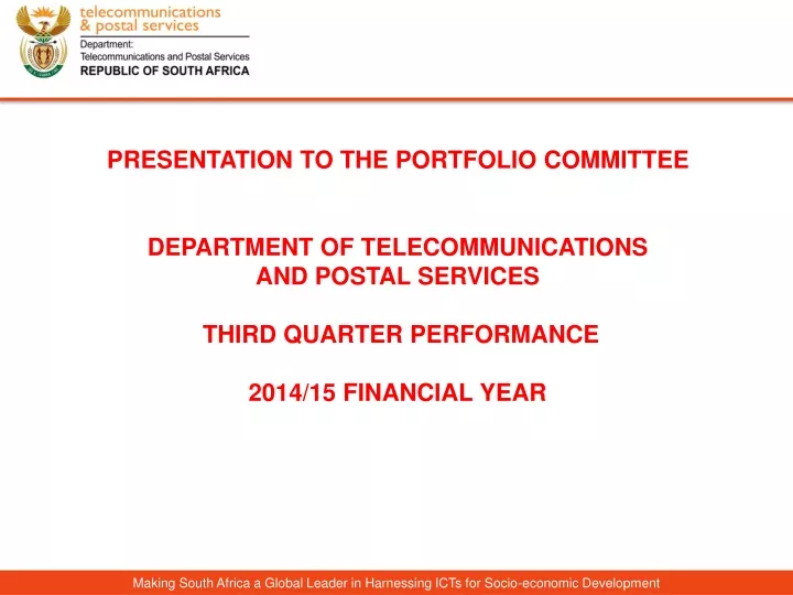 presentation to the portfolio committee