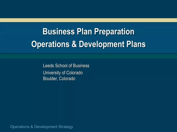 business plan preparation operations development plans