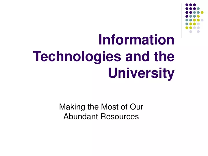 information technologies and the university