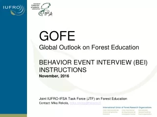 Joint IUFRO-IFSA Task Force (JTF) on Forest Education