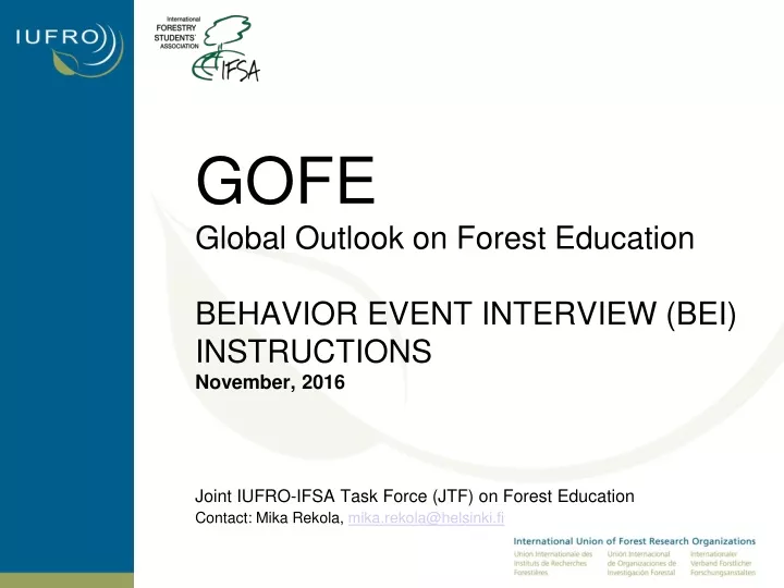 gofe global outlook on forest education behavior event interview bei instructions november 2016