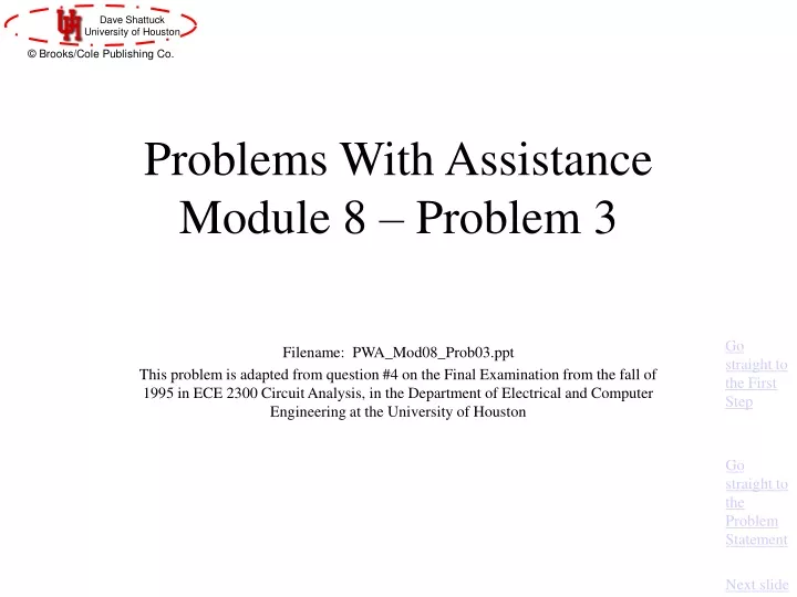 problems with assistance module 8 problem 3