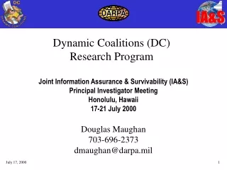 Dynamic Coalitions (DC) Research Program