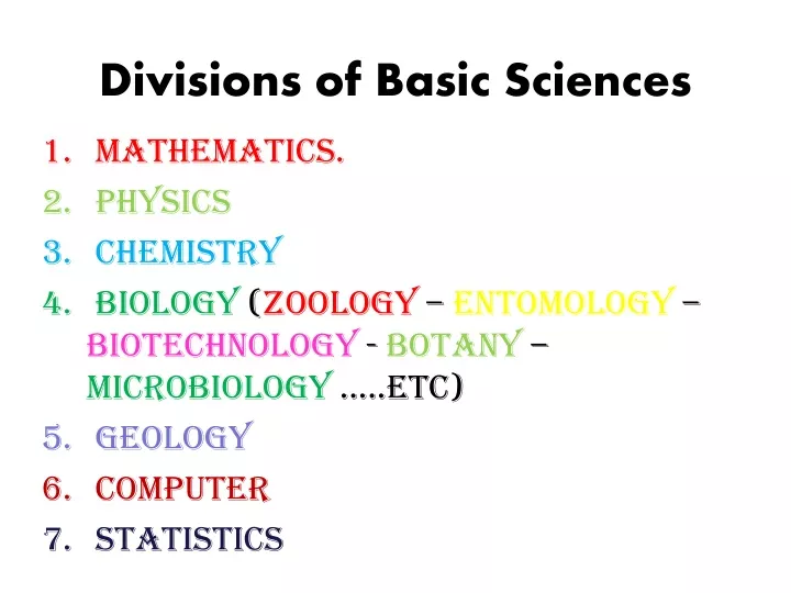 divisions of basic sciences