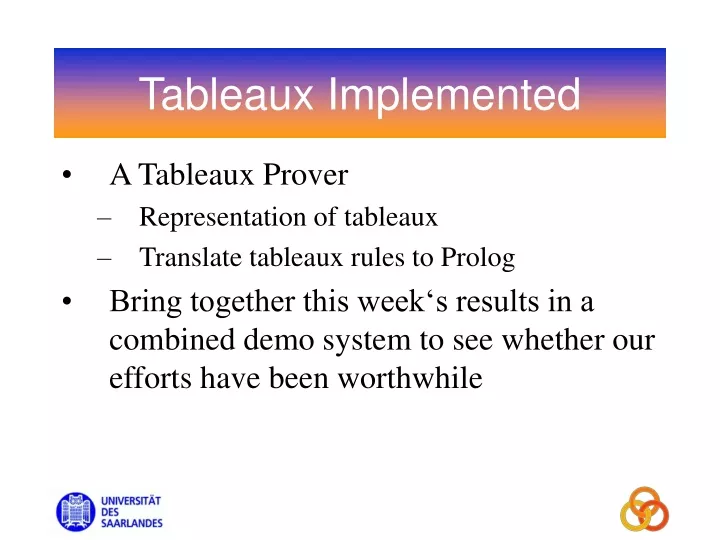 tableaux implemented