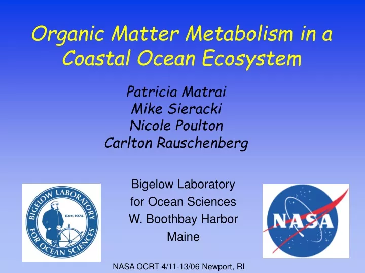 organic matter metabolism in a coastal ocean ecosystem