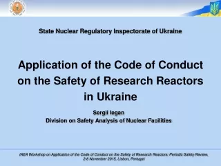 Sergii Iegan Division on Safety Analysis of Nuclear Facilities