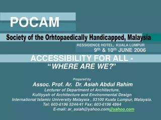 Prepared by  Assoc. Prof.  Ar.   Dr. Asiah Abdul Rahim Lecturer of Department of Architecture,