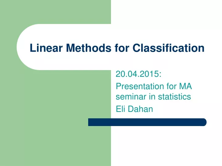 linear methods for classification