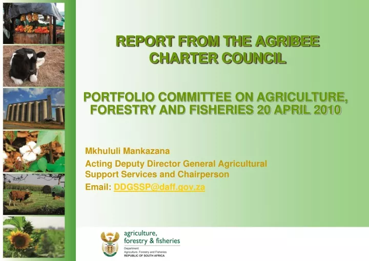 report from the agribee charter council