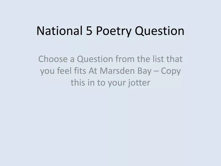 national 5 poetry question