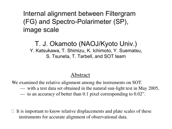 internal alignment between filtergram
