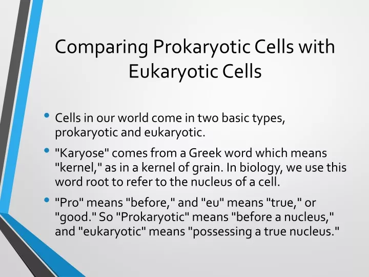 comparing prokaryotic cells with eukaryotic cells