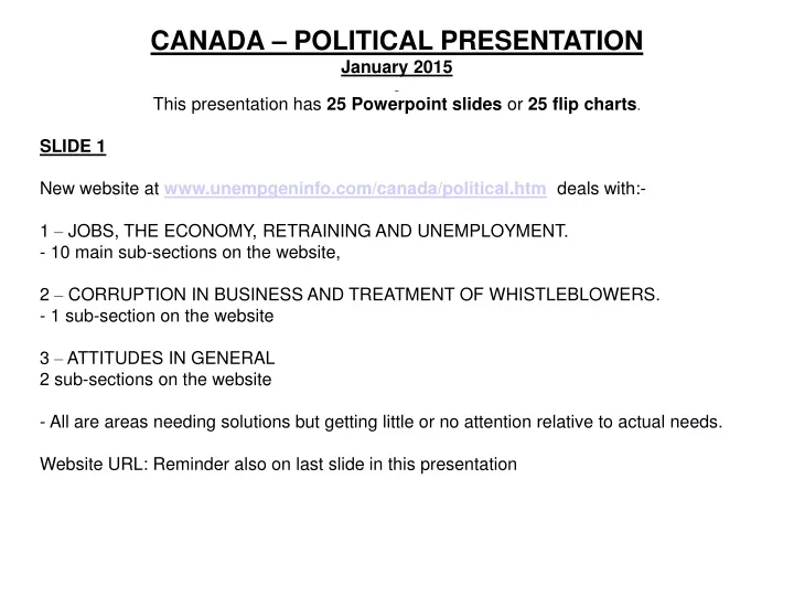 canada political presentation january 2015 this