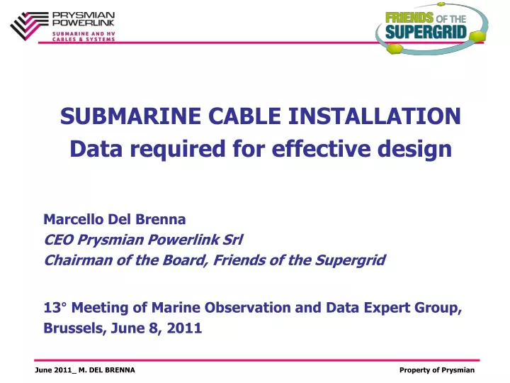 submarine cable installation data required for effective design