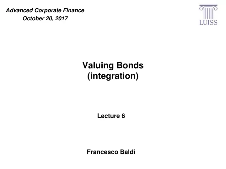 valuing bonds integration