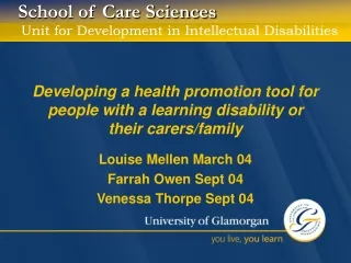 Developing a health promotion tool for people with a learning disability or their carers/family