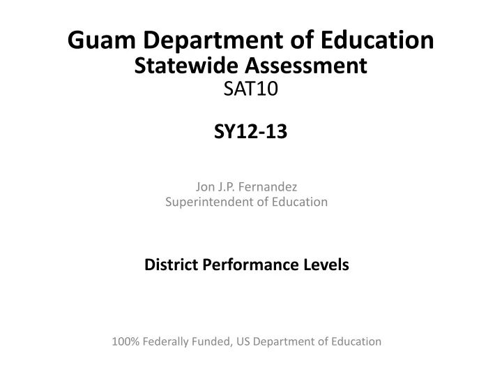 guam department of education statewide assessment sat10 sy12 13