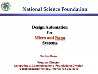 Sankar Basu Program Director Computing &amp; Communications  Foundations Division