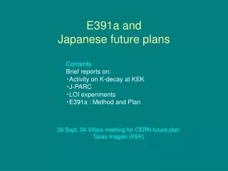 E391a and  Japanese future plans