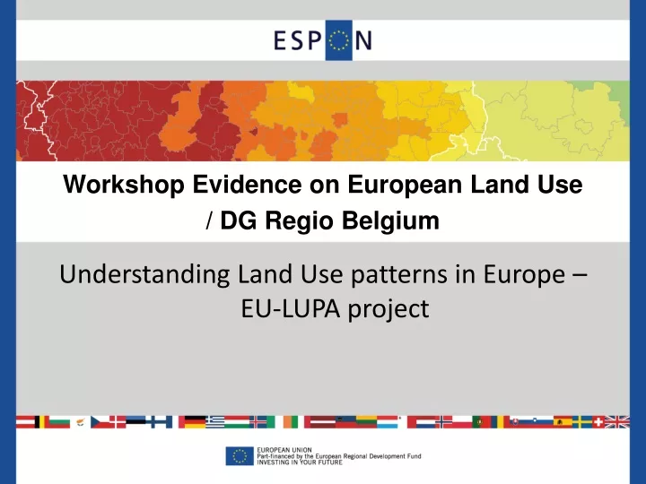 workshop evidence on european land use dg regio