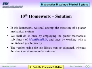 10 th  Homework – Solution