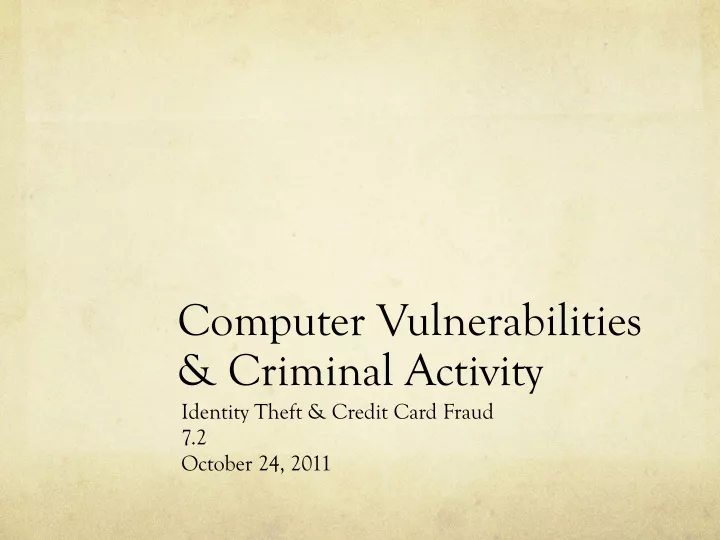 computer vulnerabilities criminal activity