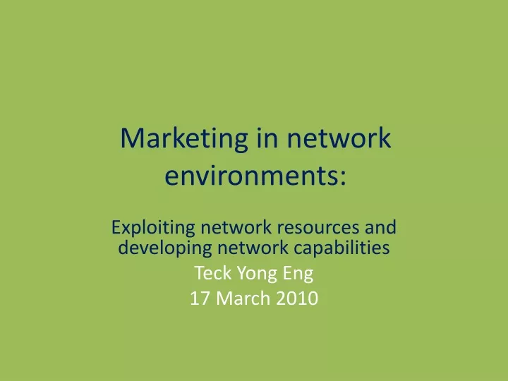 marketing in network environments