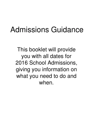 Admissions Guidance
