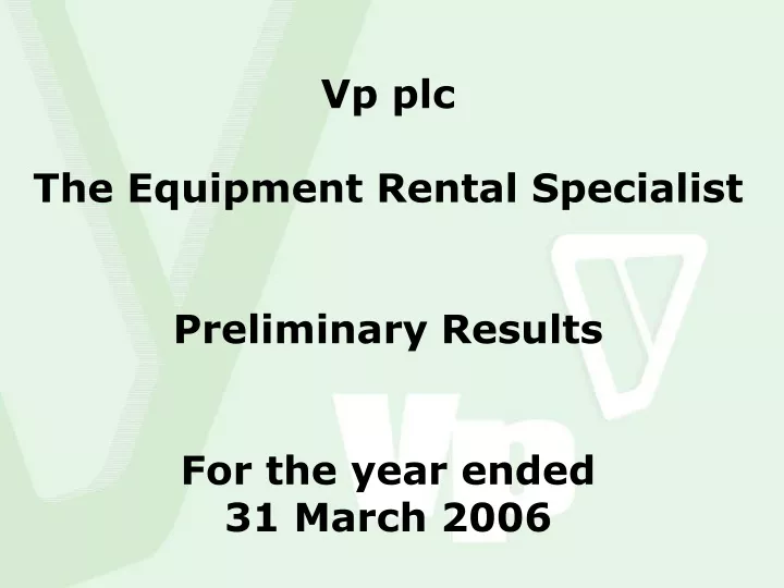 vp plc the equipment rental specialist