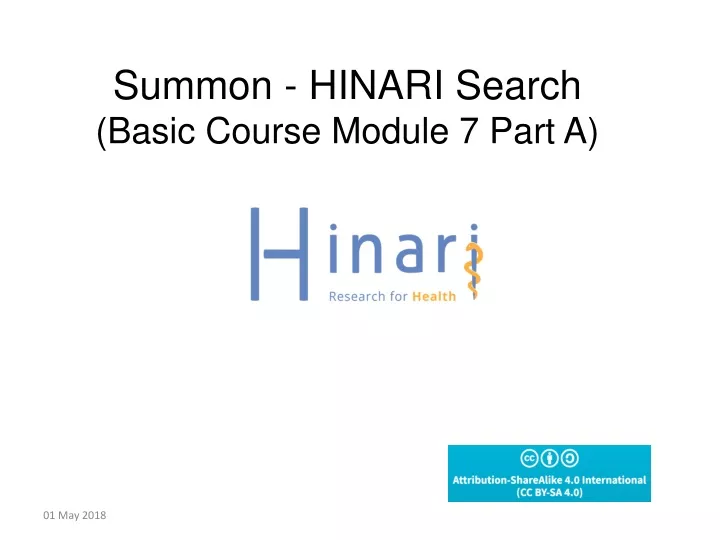 summon hinari search basic course module 7 part a