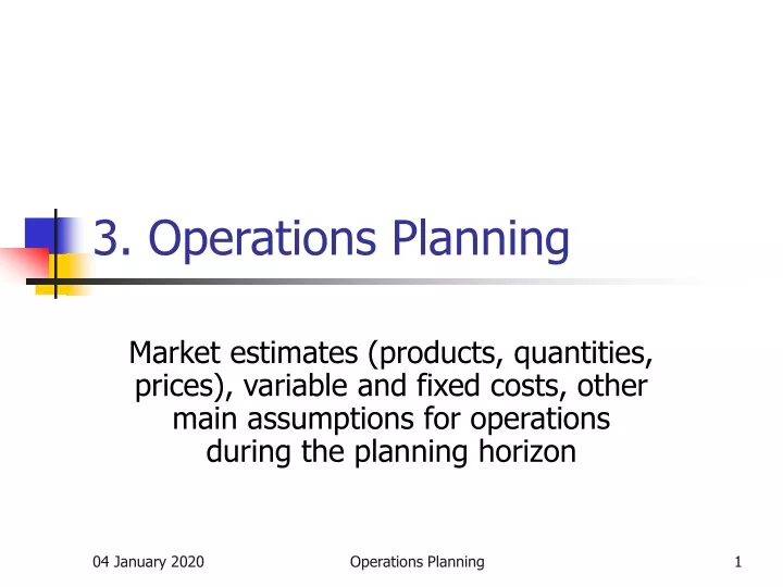 3 operations planning