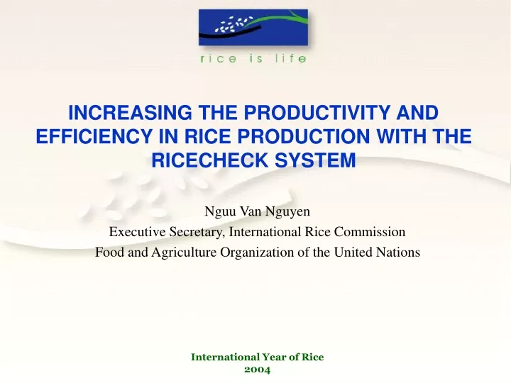 increasing the productivity and efficiency in rice production with the ricecheck system