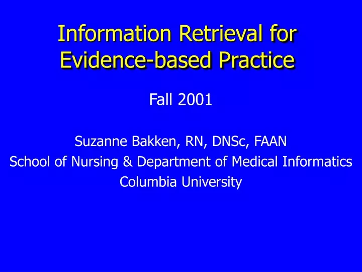 information retrieval for evidence based practice