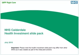 NHS Calderdale  Health Investment slide pack