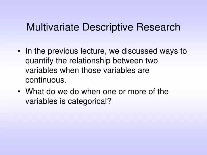 multivariate descriptive research