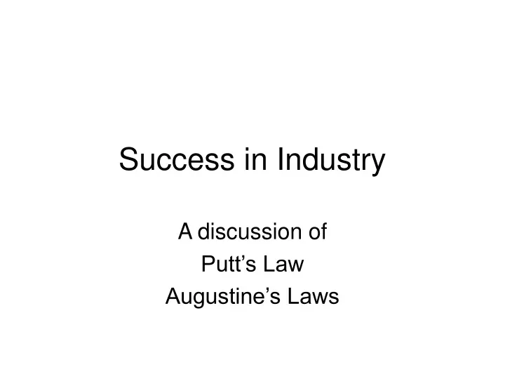 success in industry