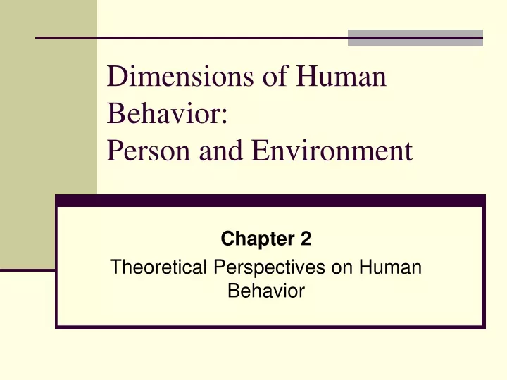 dimensions of human behavior person and environment