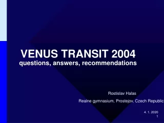 VENUS TRANSIT 2004 questions, answers, recommendations