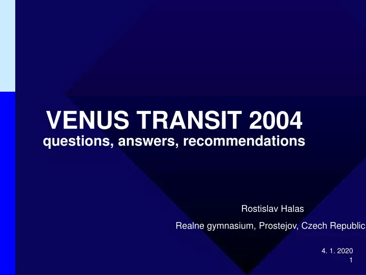 venus transit 2004 questions answers recommendations