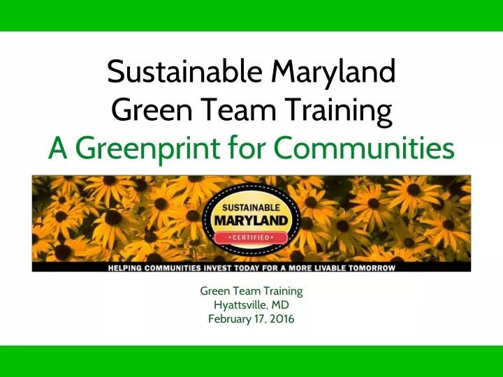 sustainable maryland green team training a greenprint for communities
