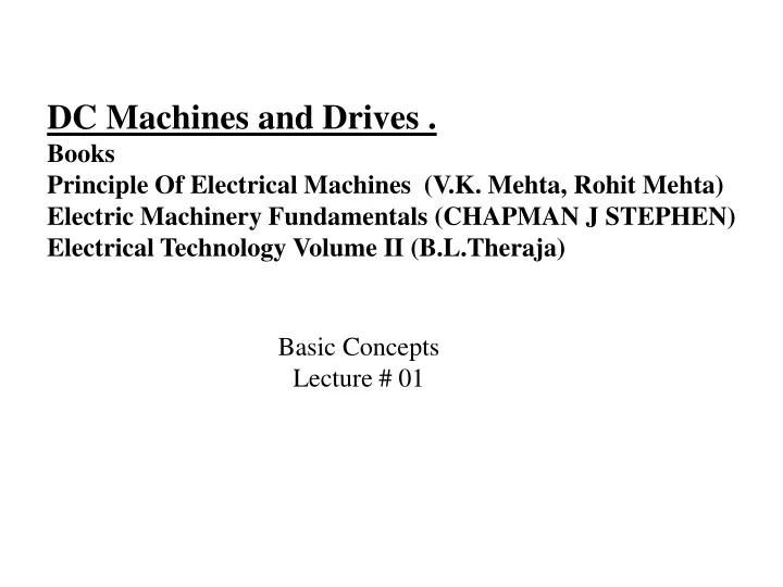 dc machines and drives books principle