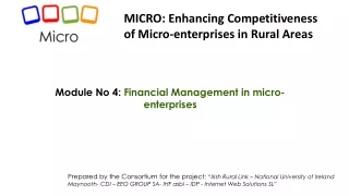 Module No  4:  Financial Management in micro-enterprises