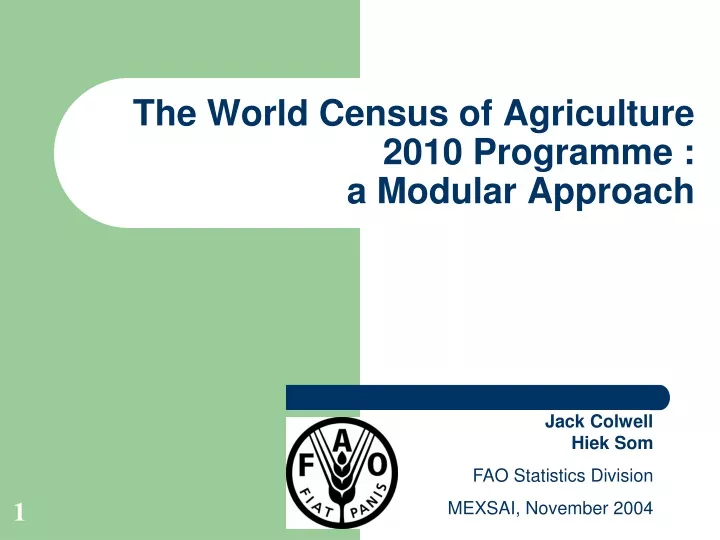 the world census of agriculture 2010 programme a modular approach