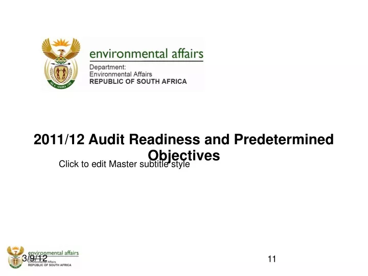 2011 12 audit readiness and predetermined objectives
