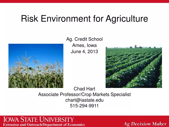 risk environment for agriculture