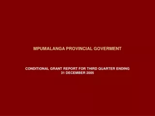 MPUMALANGA PROVINCIAL GOVERMENT