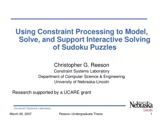 Using Constraint Processing to Model, Solve, and Support Interactive Solving of Sudoku Puzzles