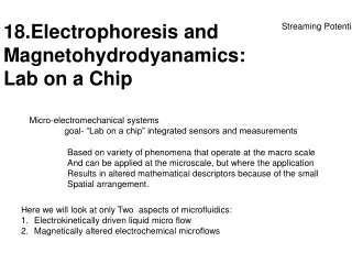 Electrophoresis and  Magnetohydrodyanamics: Lab on a Chip
