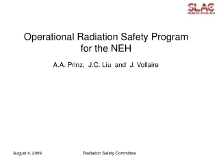 Operational Radiation Safety Program for the NEH